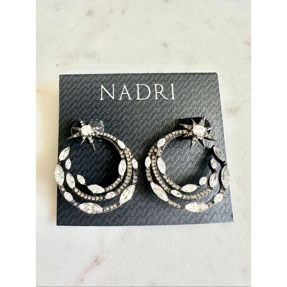 Nadri Jewelry - Nadri cubic zirconia gunmetal shooting star statement earrings